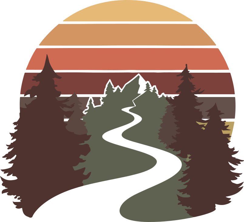 Bergpfad durch den Wald im Sonnenuntergang – Metapher für den eigenen Weg