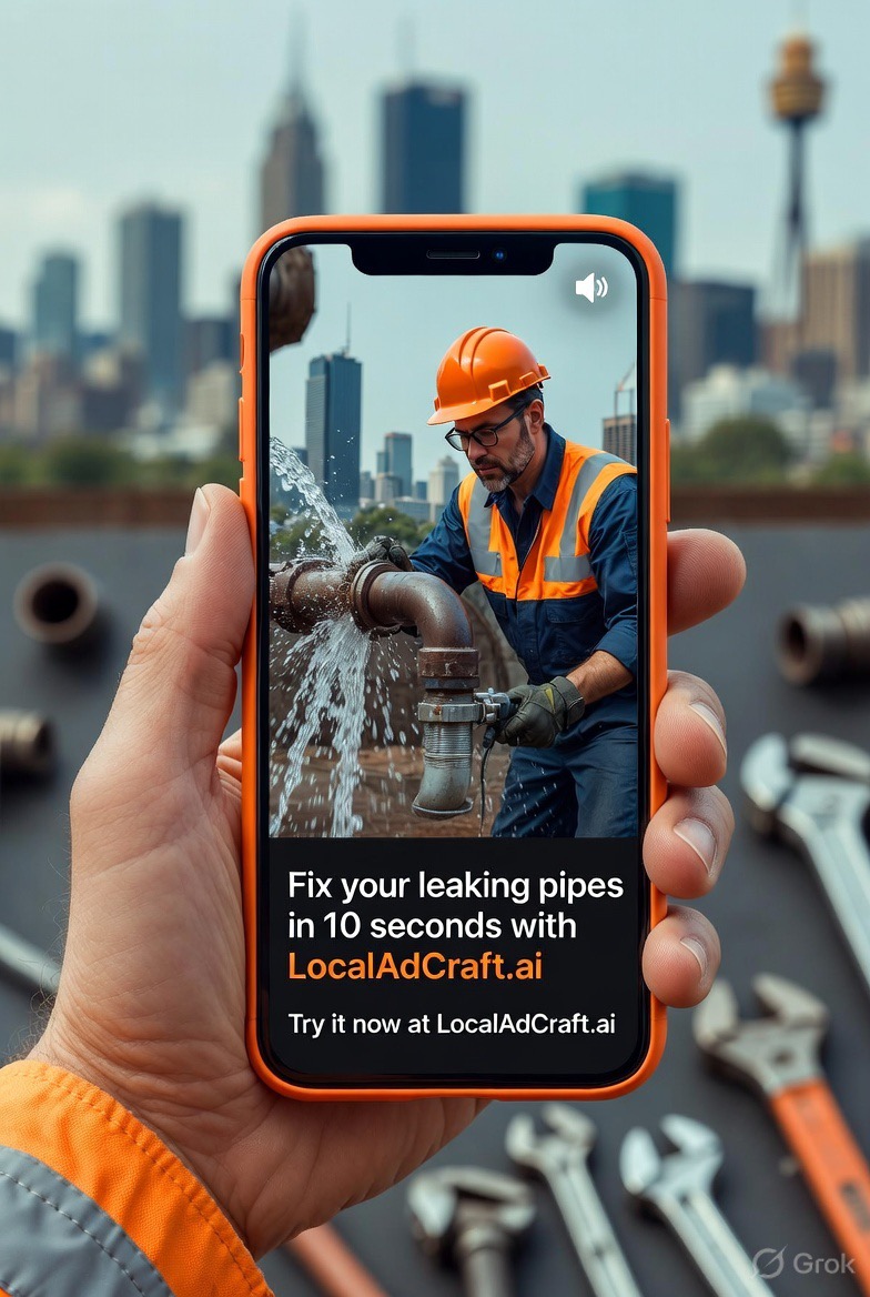 Plumber video ad with Sydney skyline