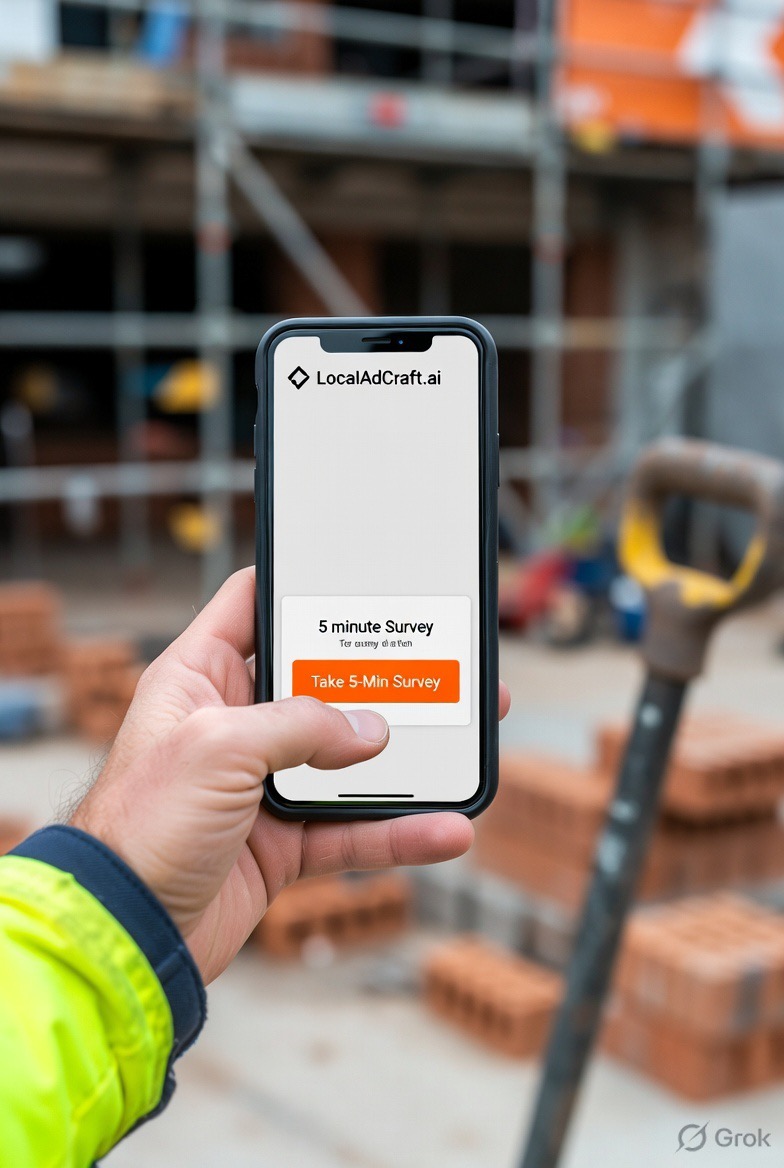 Tradie tapping survey on phone