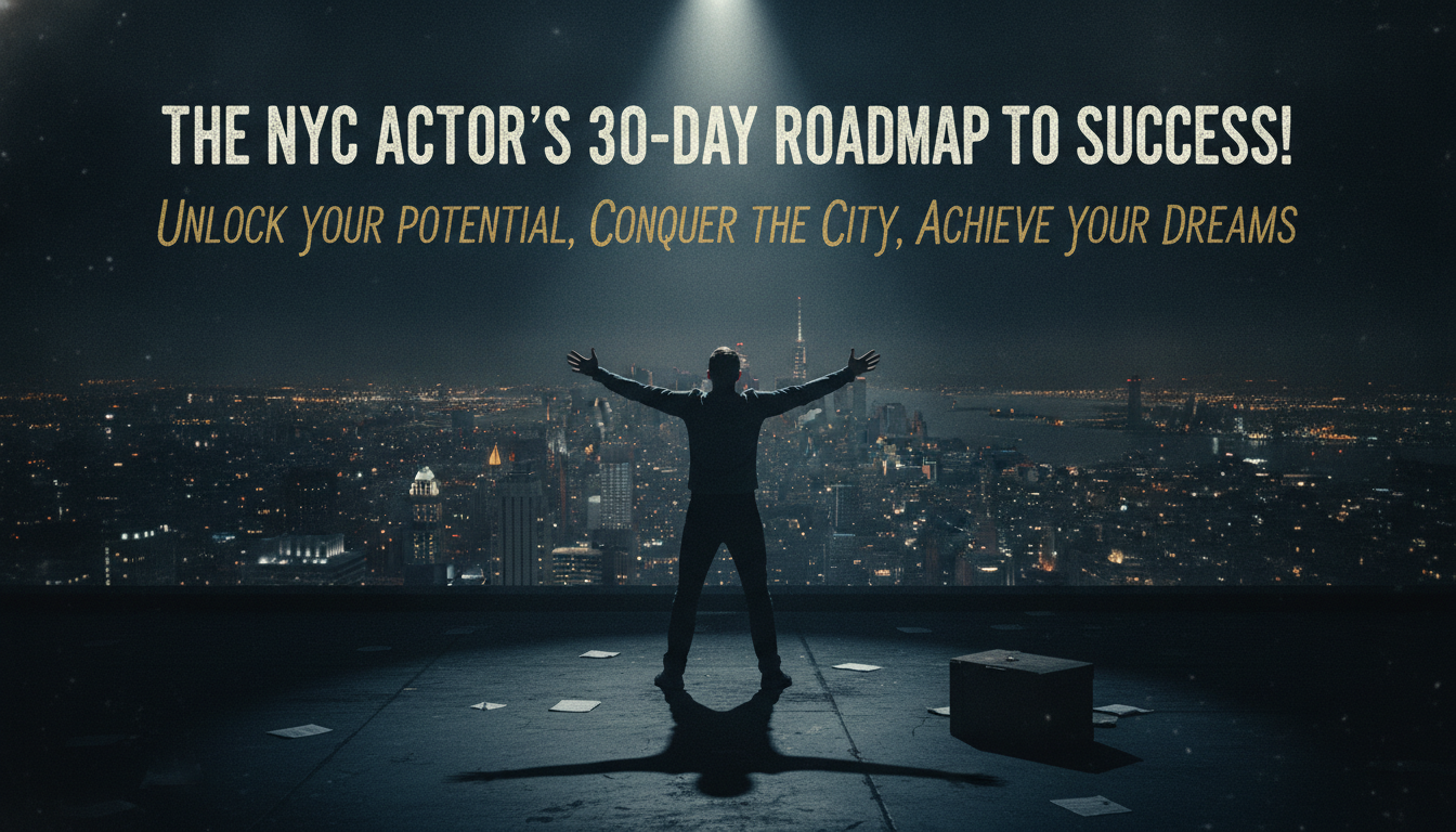 The NYC Actor’s 30-Day Roadmap cover with an actor overlooking New York City at night.