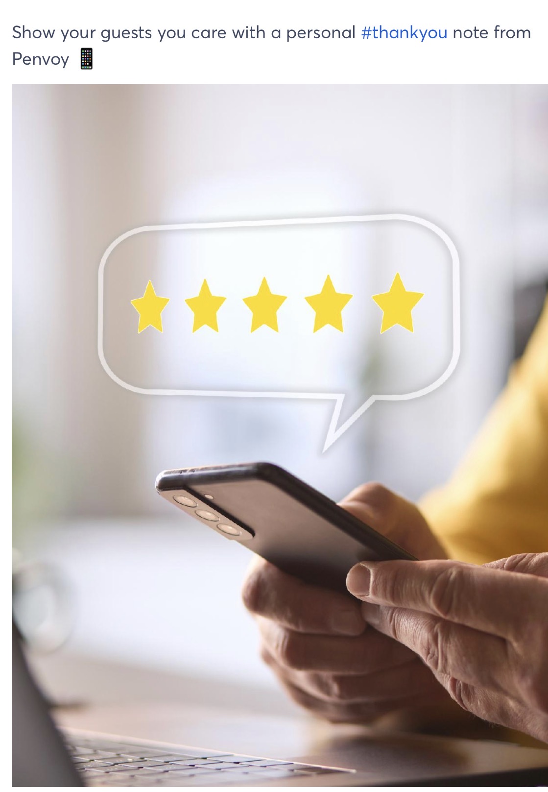 Staff sending thank-you note from phone — fast and easy