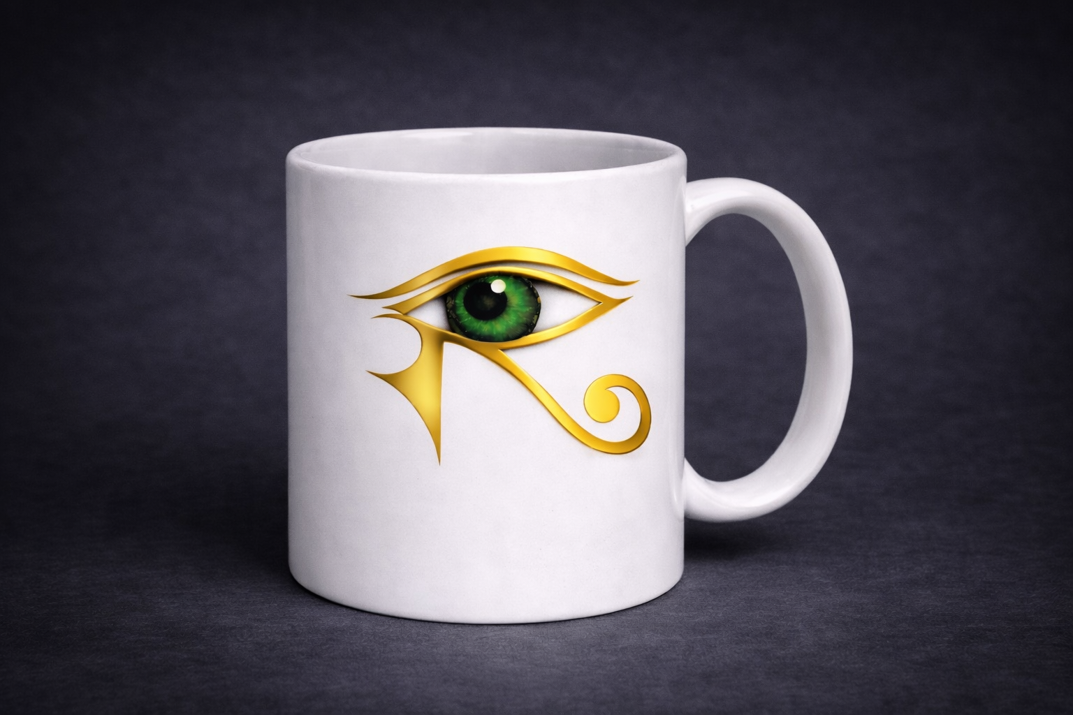 Eye of Horus Mug — White with gold Eye of Horus design