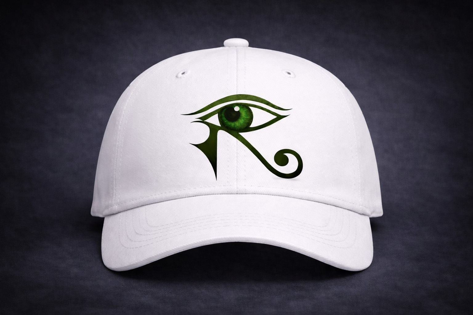 Eye of Horus Hat — White with green emblem