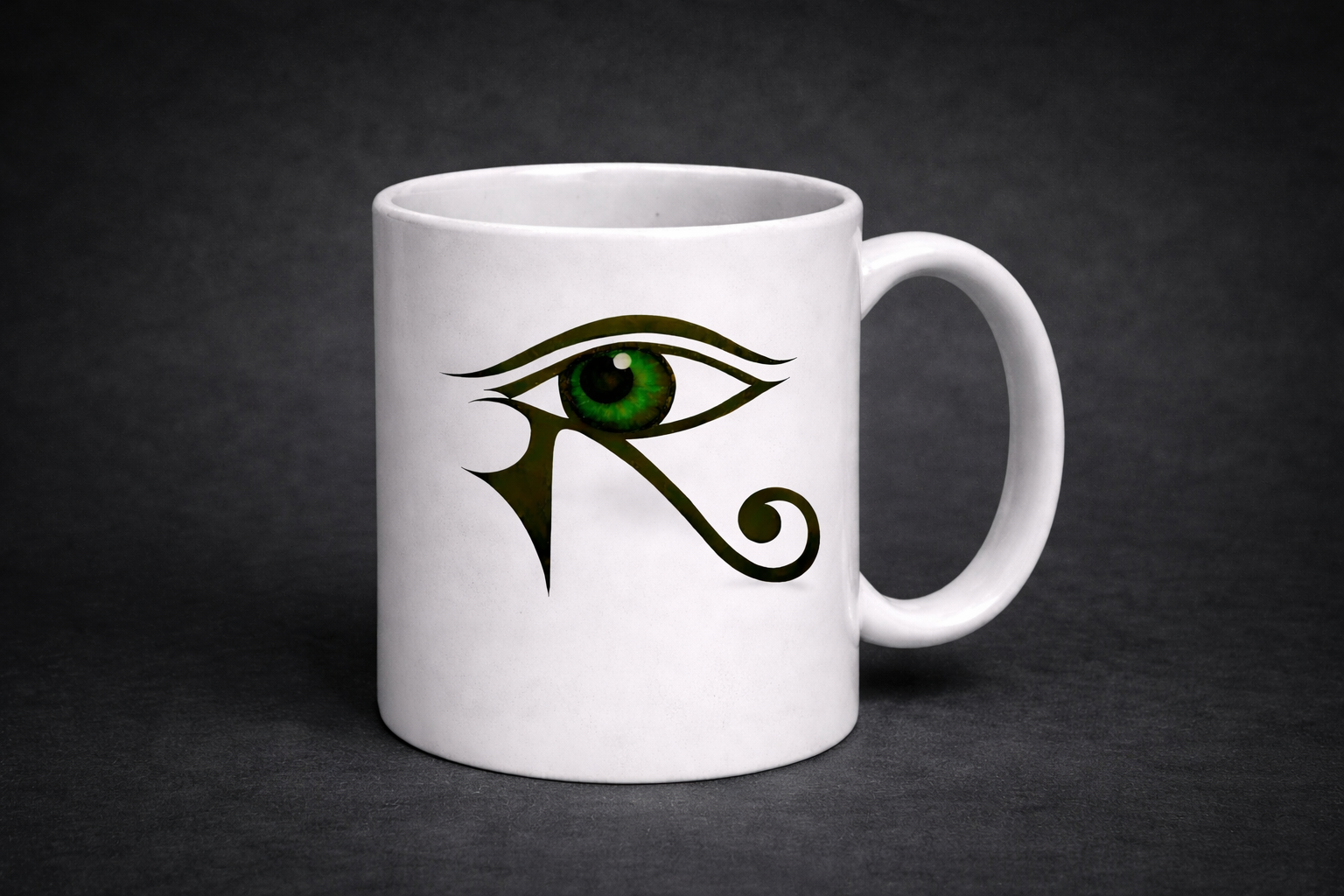 Eye of Horus Mug — White with dark green design