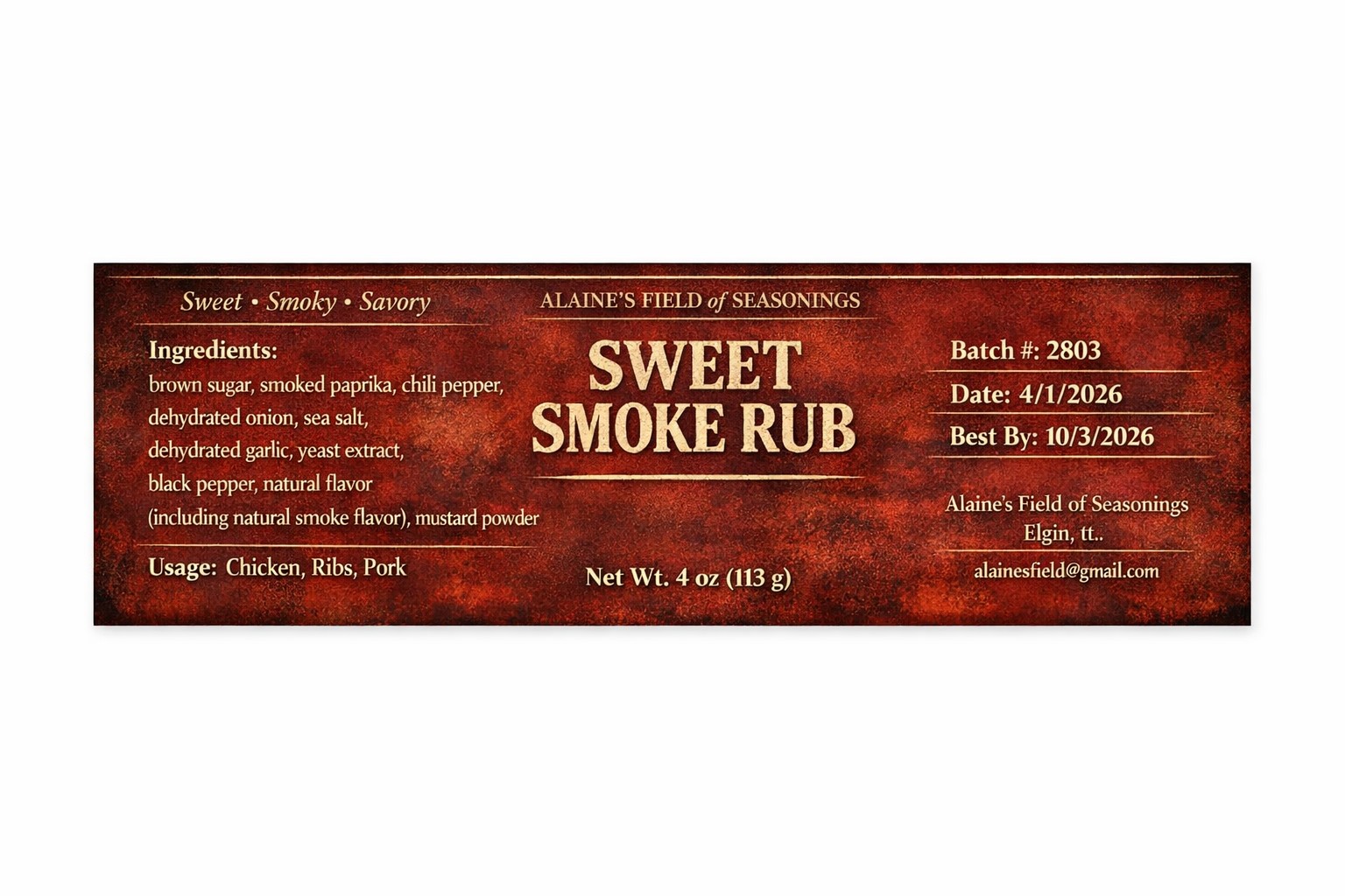 Sweet Smoke Rub label