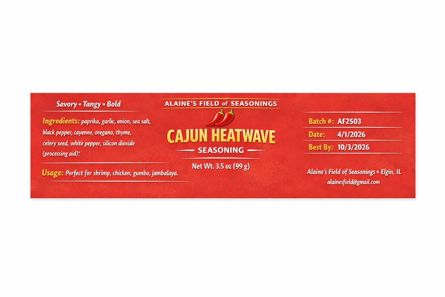 Cajun Heatwave Seasoning label