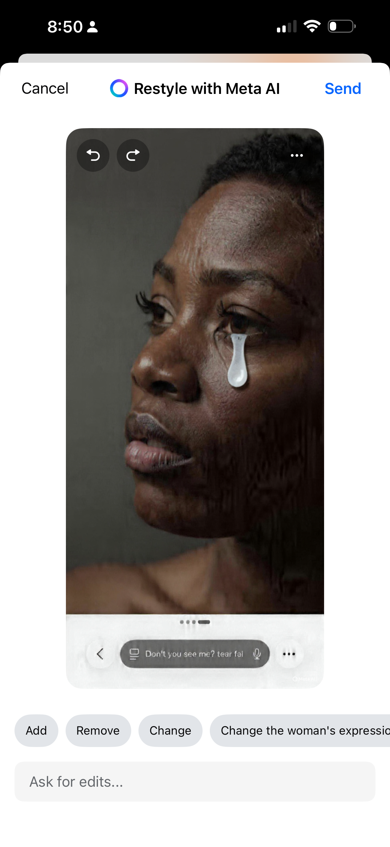 Intimate portrait of a Black woman, a single white tear on her cheek — raw, cinematic