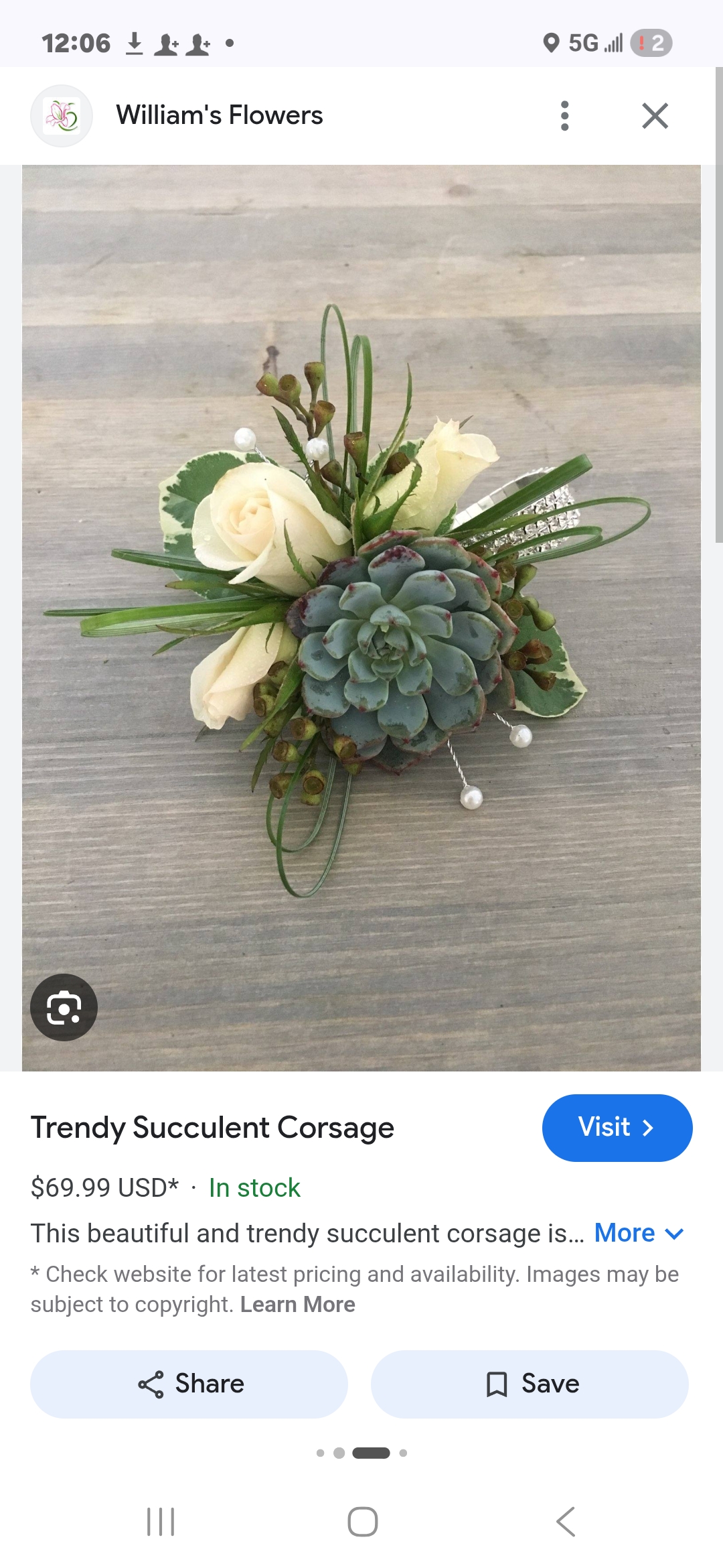 Trendy succulent corsage
