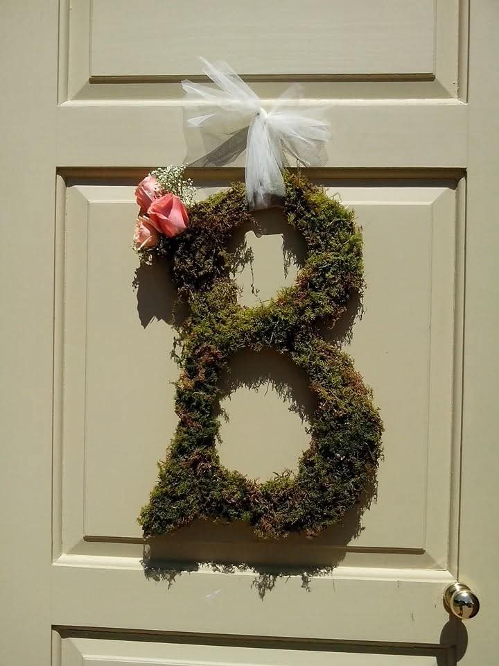 Moss letter B door hanger