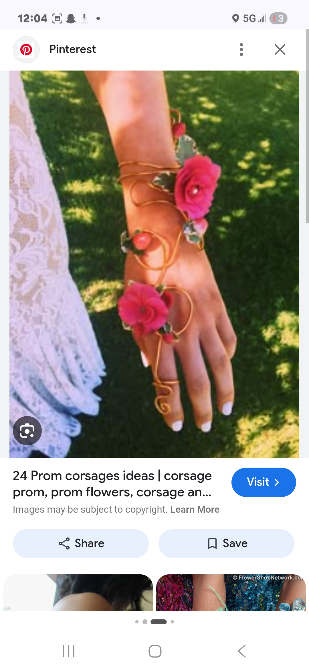 Wire vine prom corsage