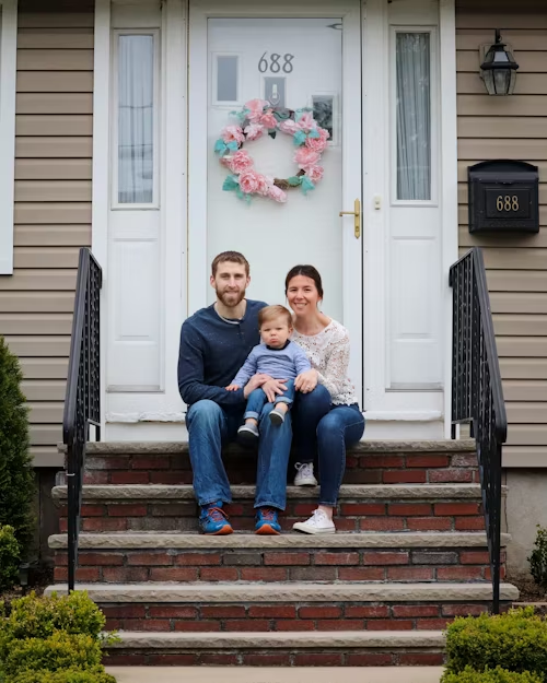 Family on front porch