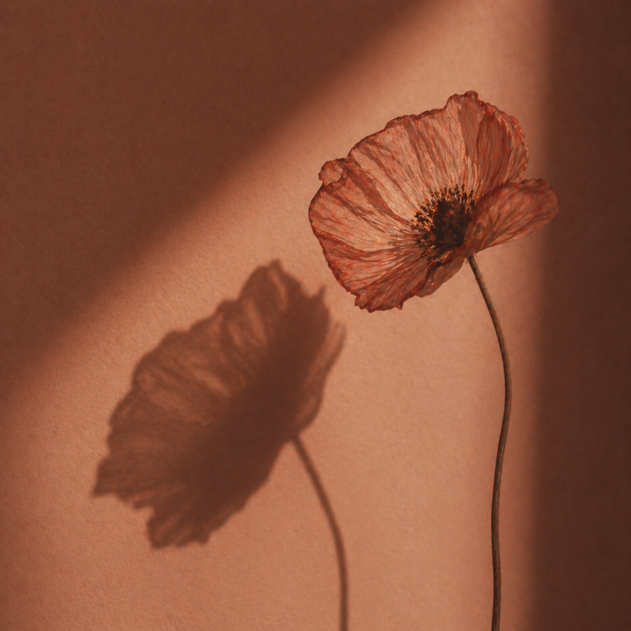 Poppy shadow on terra wall