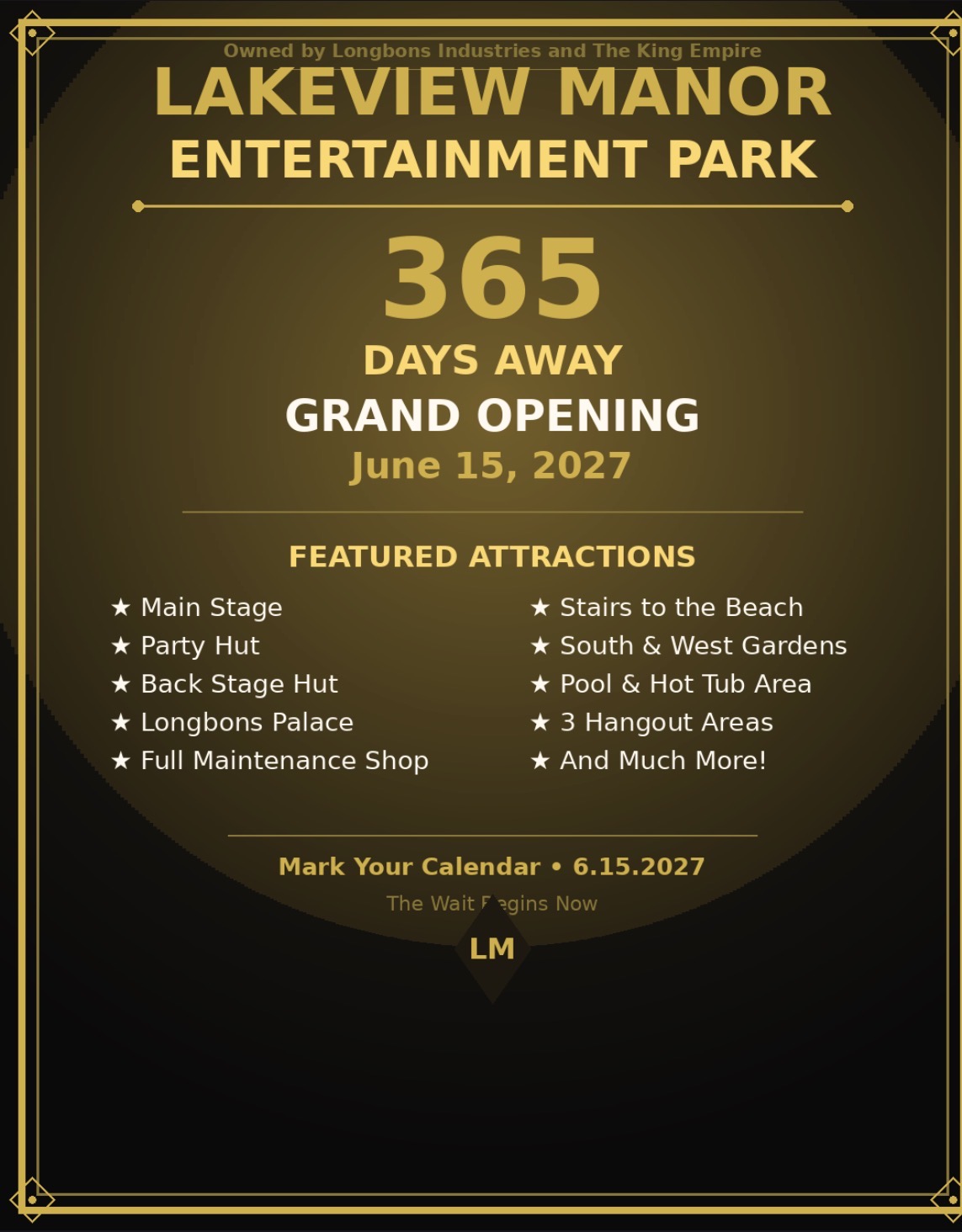 Lakeview Manor Grand Opening Flyer