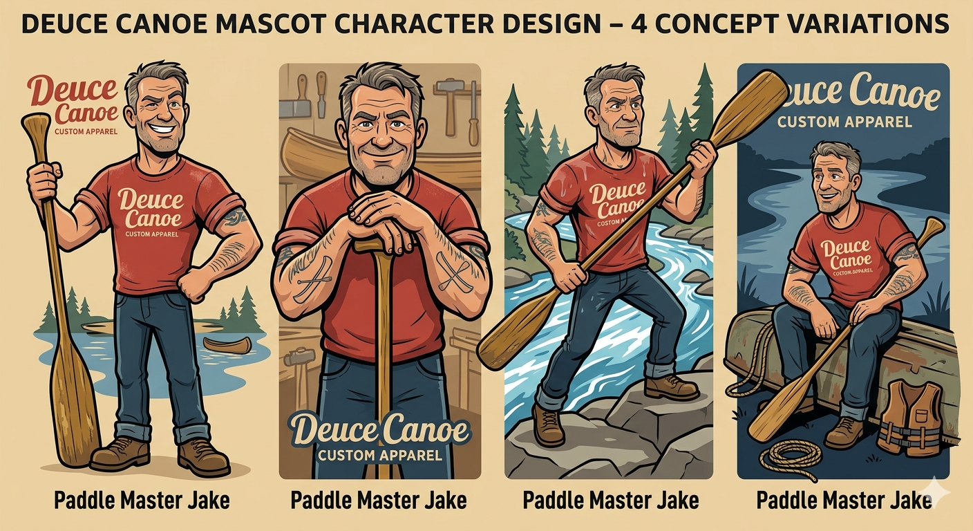 Paddle Master Jake — Deuce Canoe mascot