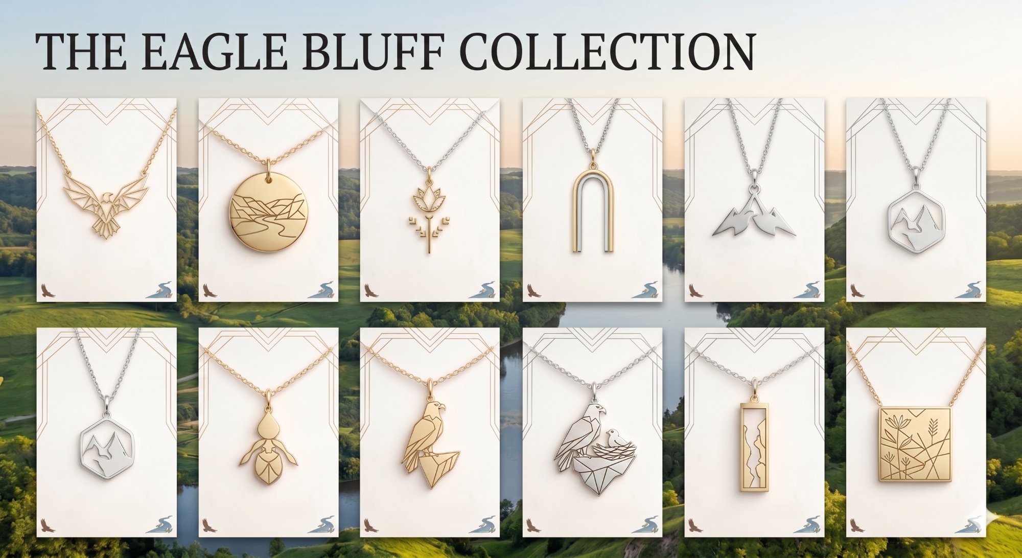 The Eagle Bluff Collection — 12 hand-designed pieces on the limestone bluffs of the Mississippi River valley