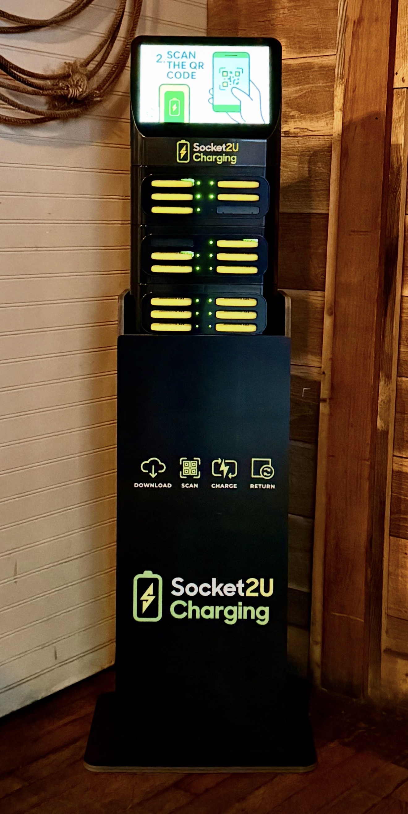 Socket2U kiosk in venue close-up