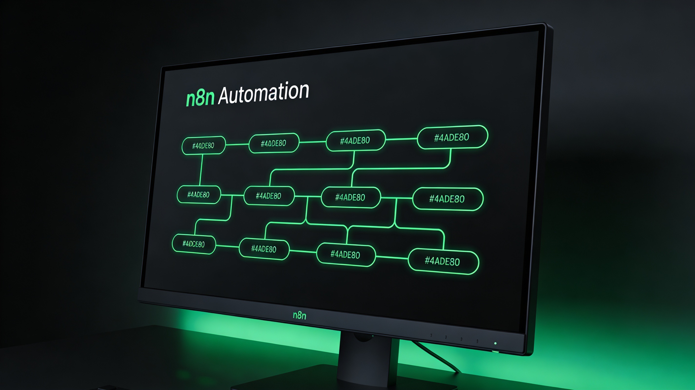 Clean n8n workflow with green nodes