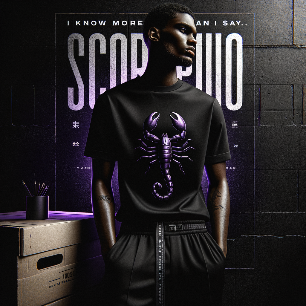Scorpio Statement Tee - I know more than I say - Afro-futurist zodiac tee by Bourjhetto Fly