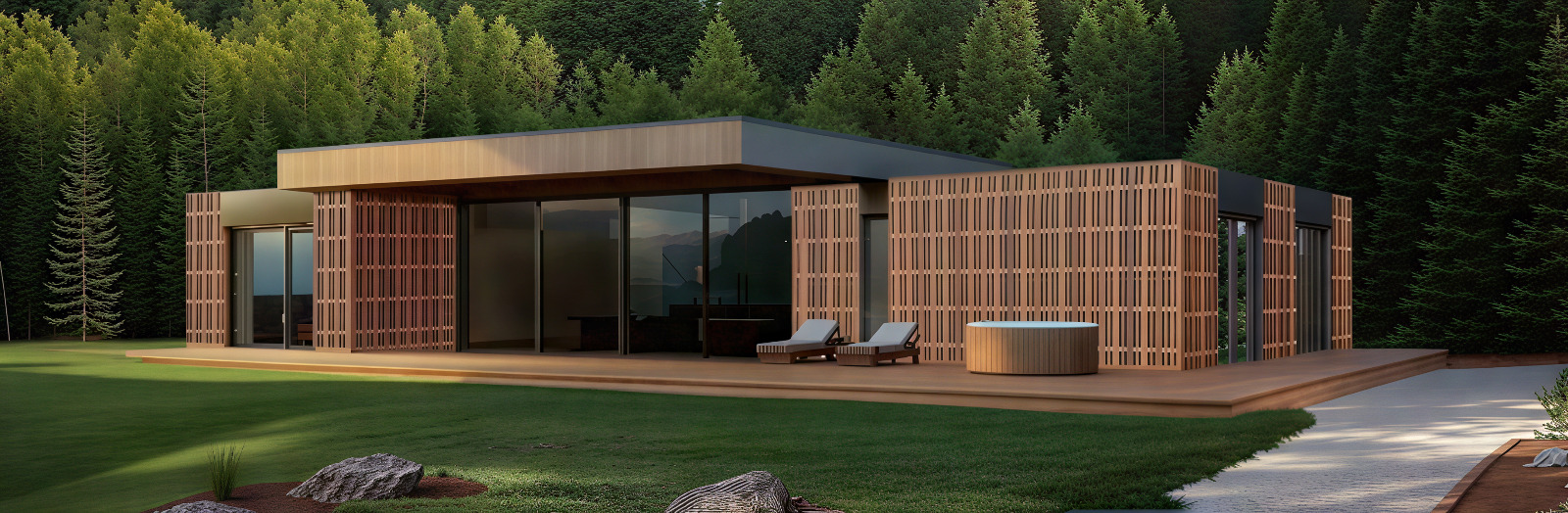 Wattle Cottage exterior render — Nicolau Eco Farm