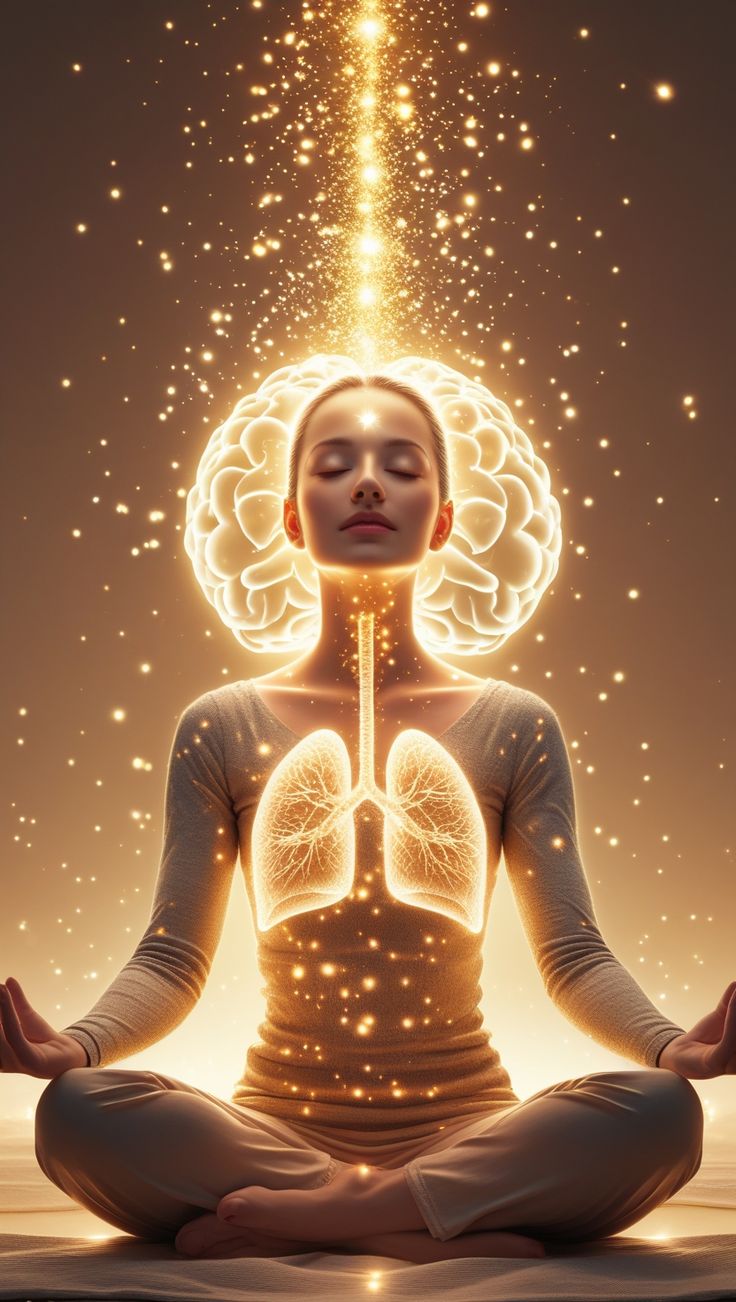 Illustration of breathwork and brain-lung connection