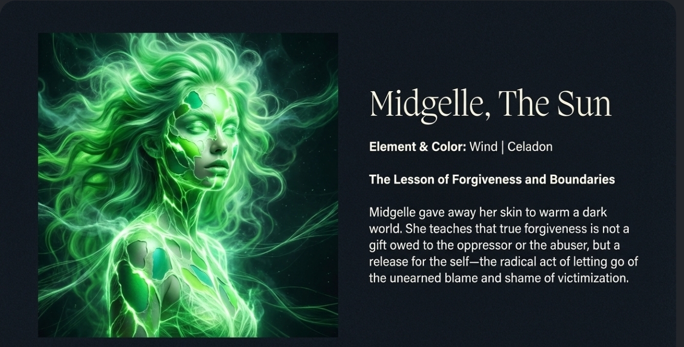 Midgelle, The Sun — Element: Wind, Color: Celadon