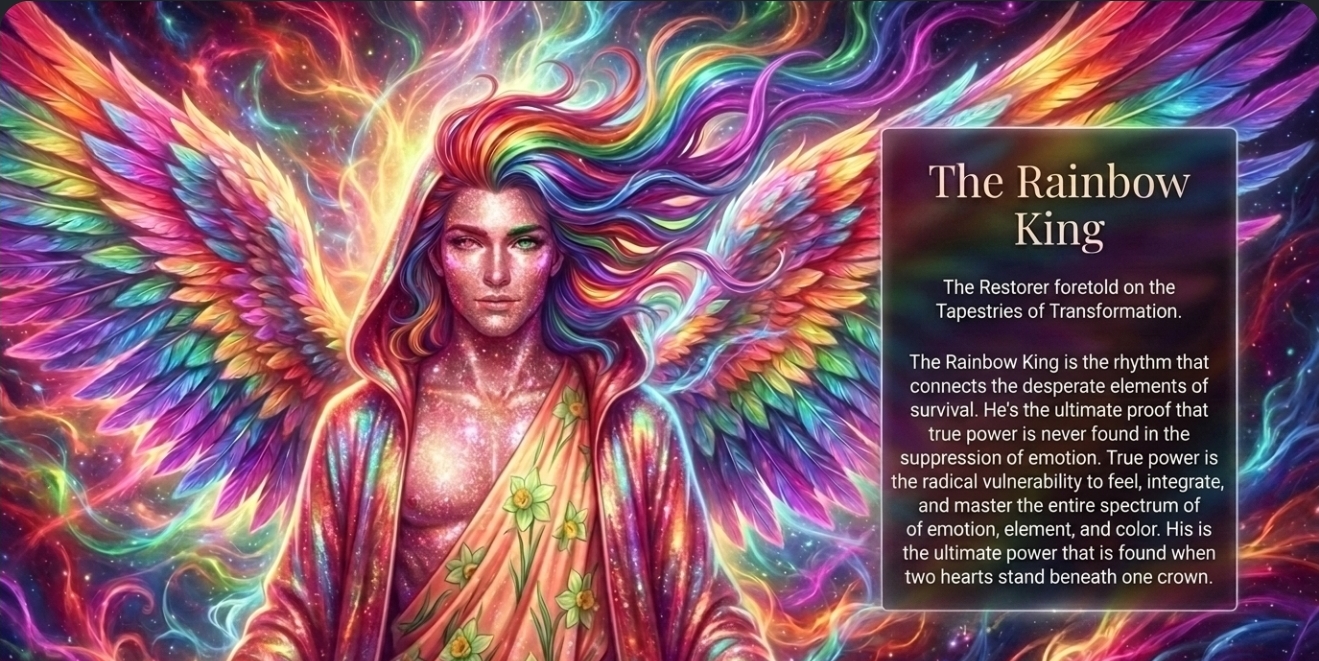 The Rainbow King — The Restorer foretold on the Tapestries of Transformation