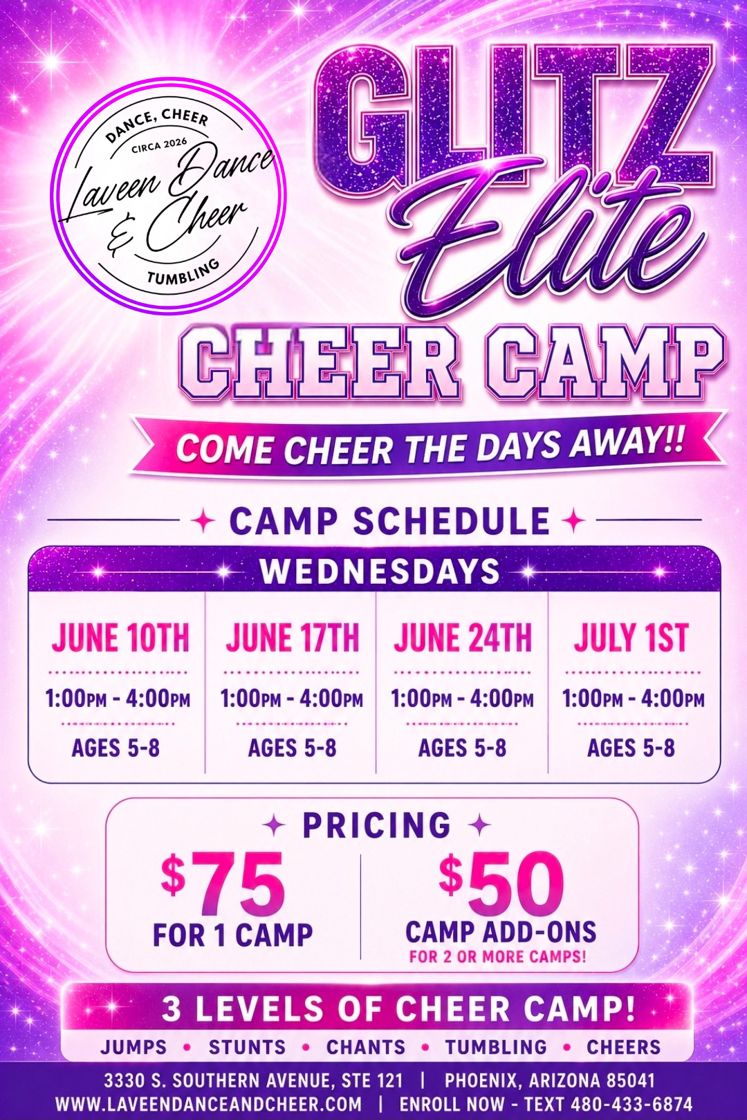 Glitterbugs Cheer Program Flyer