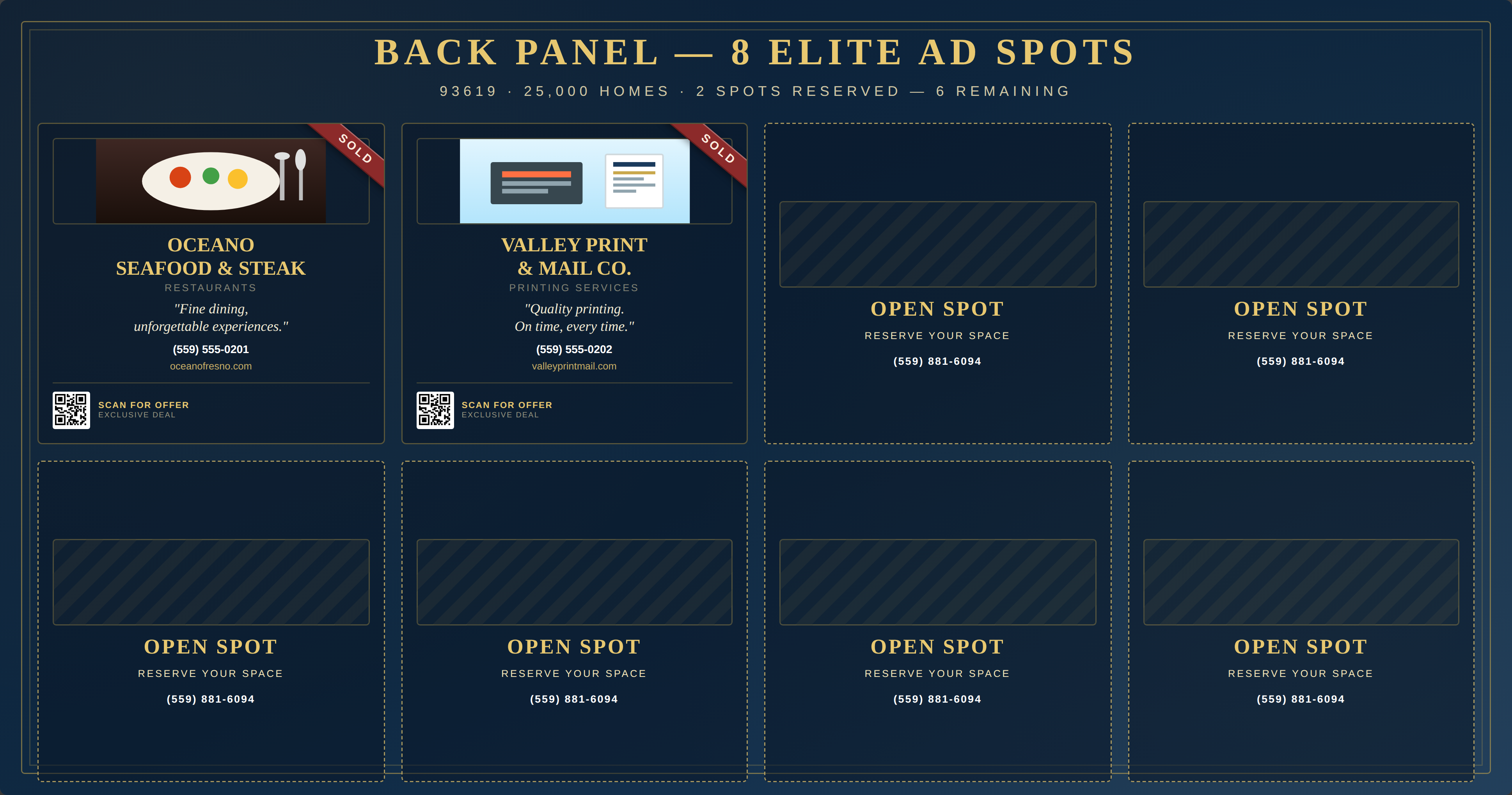 Ad Slate Elite Advertising — Back card