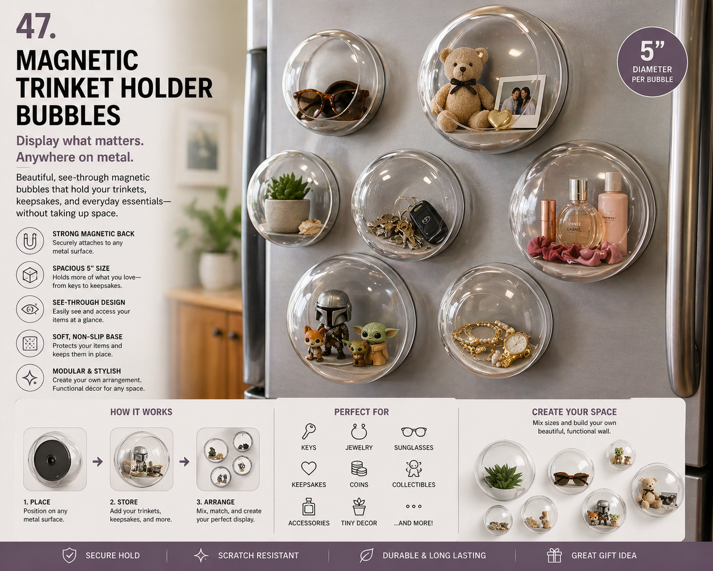 Magnetic Trinket Holder Bubbles