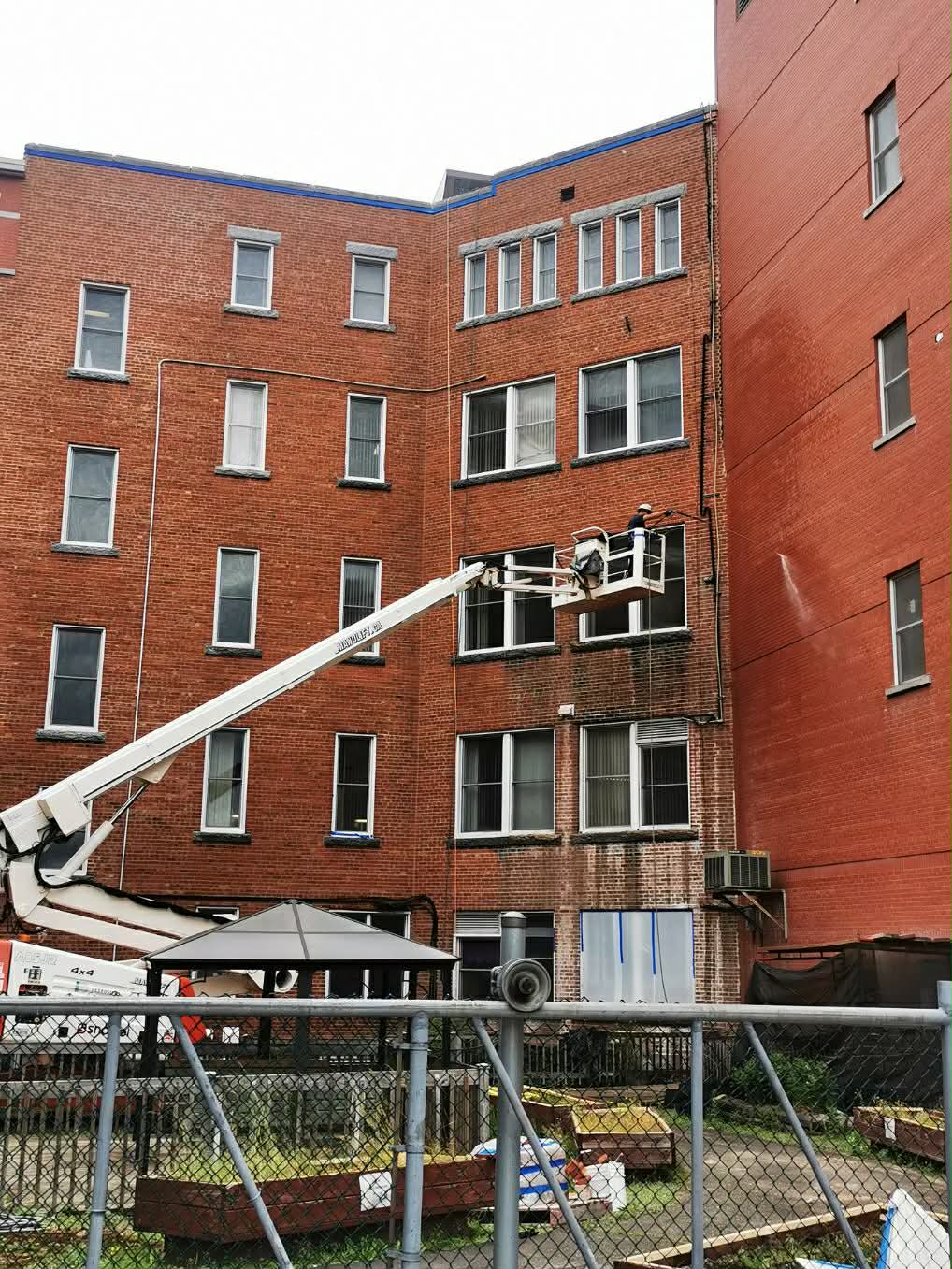 StoneKraft applied on-site with boom lift