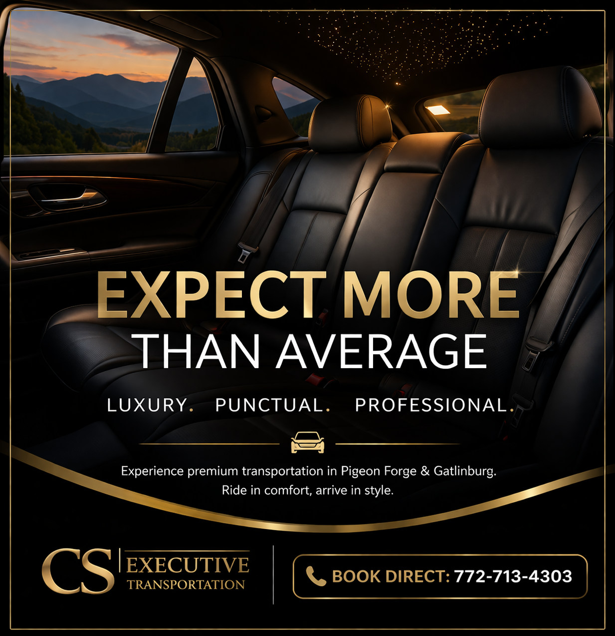 Luxury black leather interior with starlight ceiling