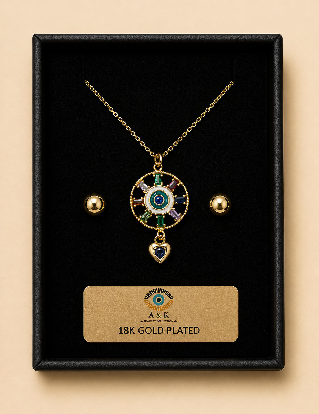 Rainbow Baguette Evil Eye Set