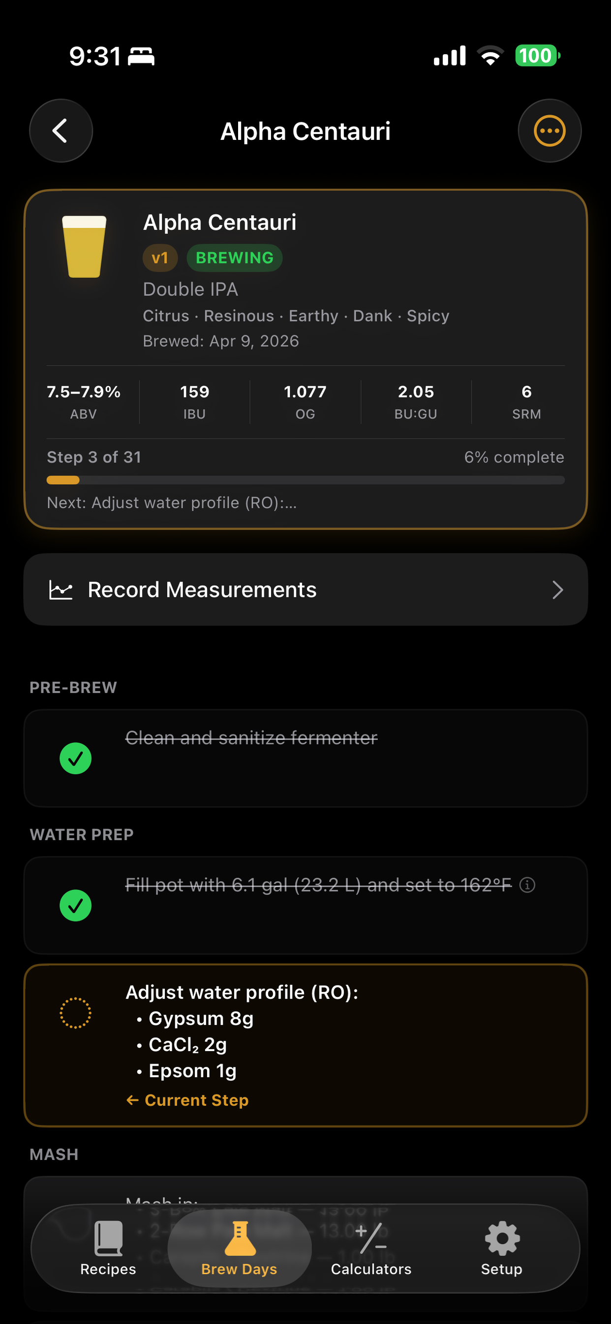 Brew Day Execution