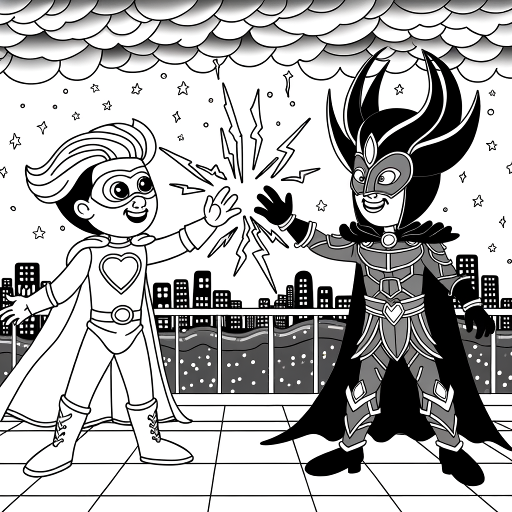 Coloriage Coloriage Super-Héros et Méchant gratuit à imprimer