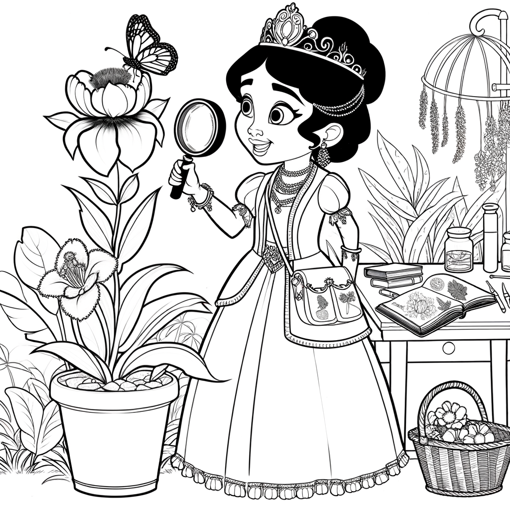 Coloriage Coloriage Princesse Botaniste gratuit à imprimer