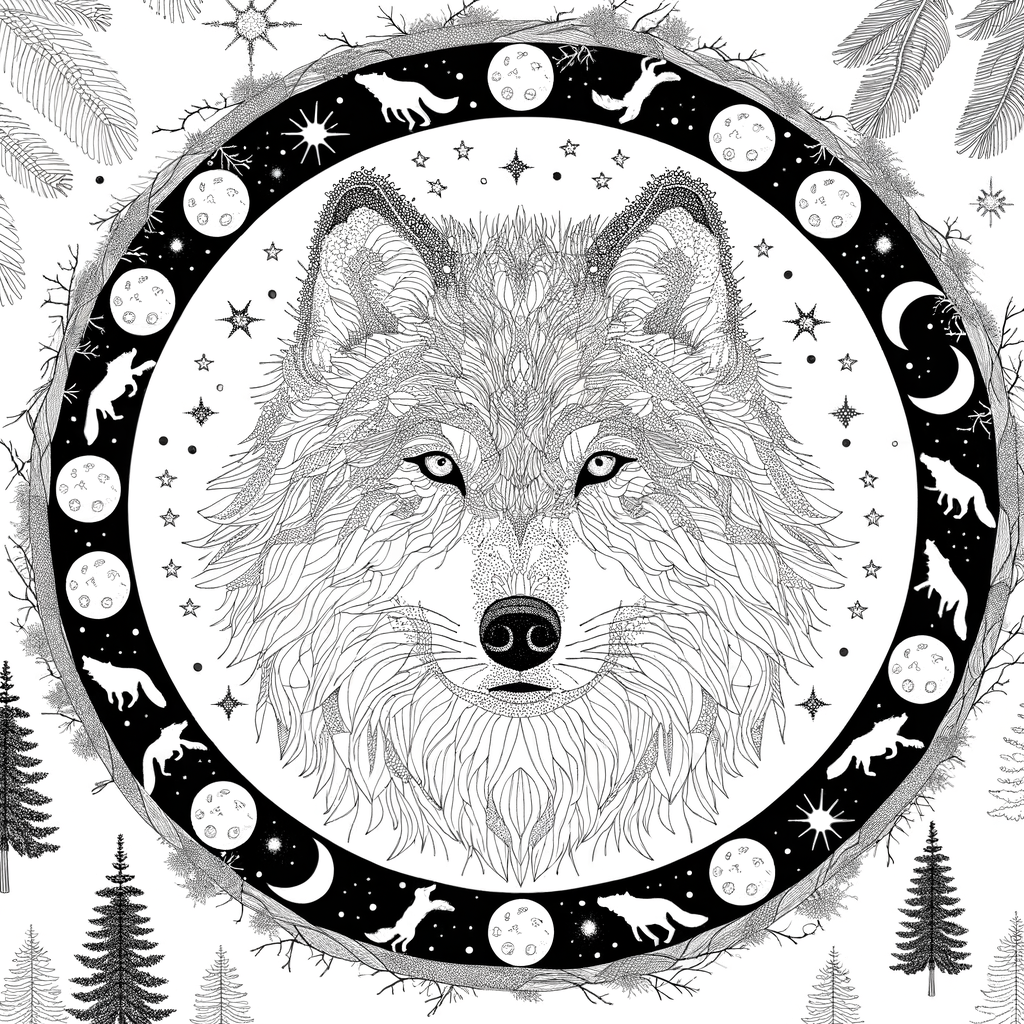Coloriage Coloriage Loup Mystique gratuit à imprimer