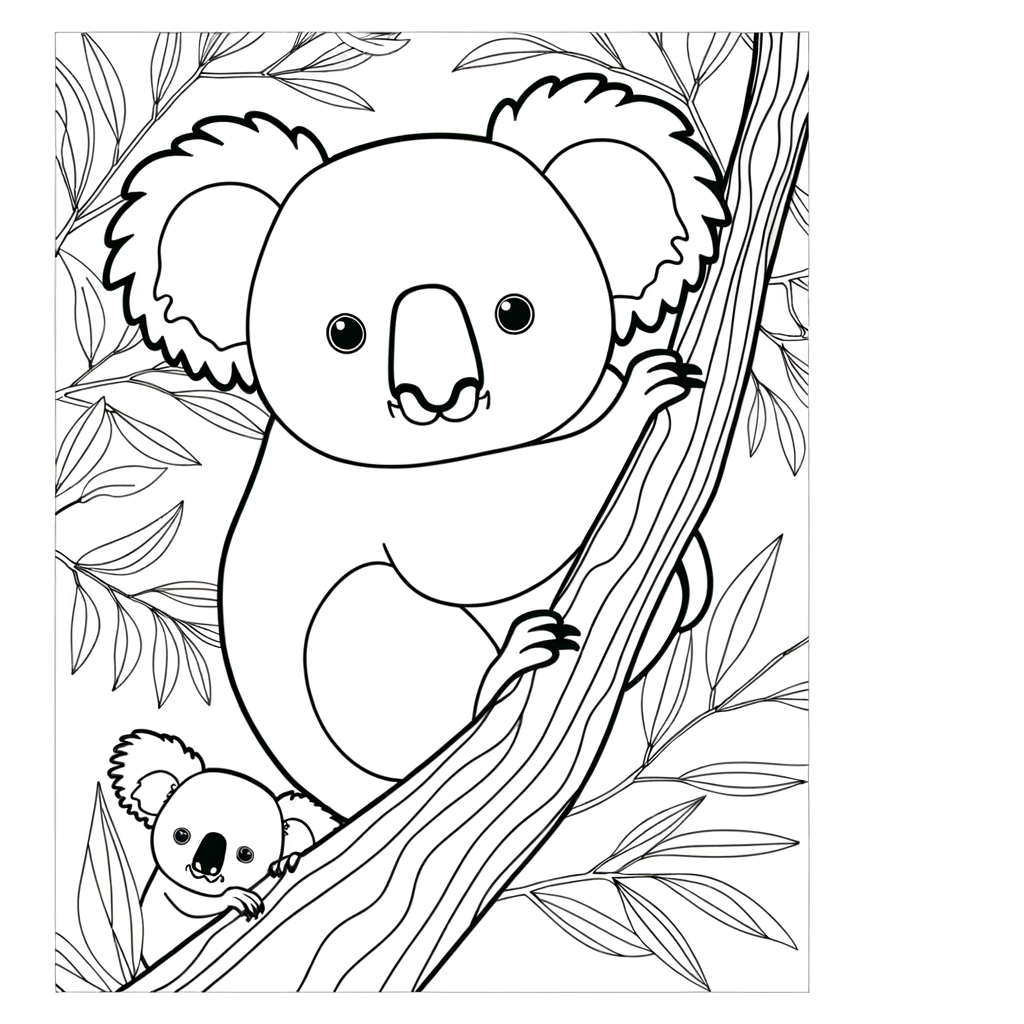Coloriage Coloriage Koala Câlin gratuit à imprimer