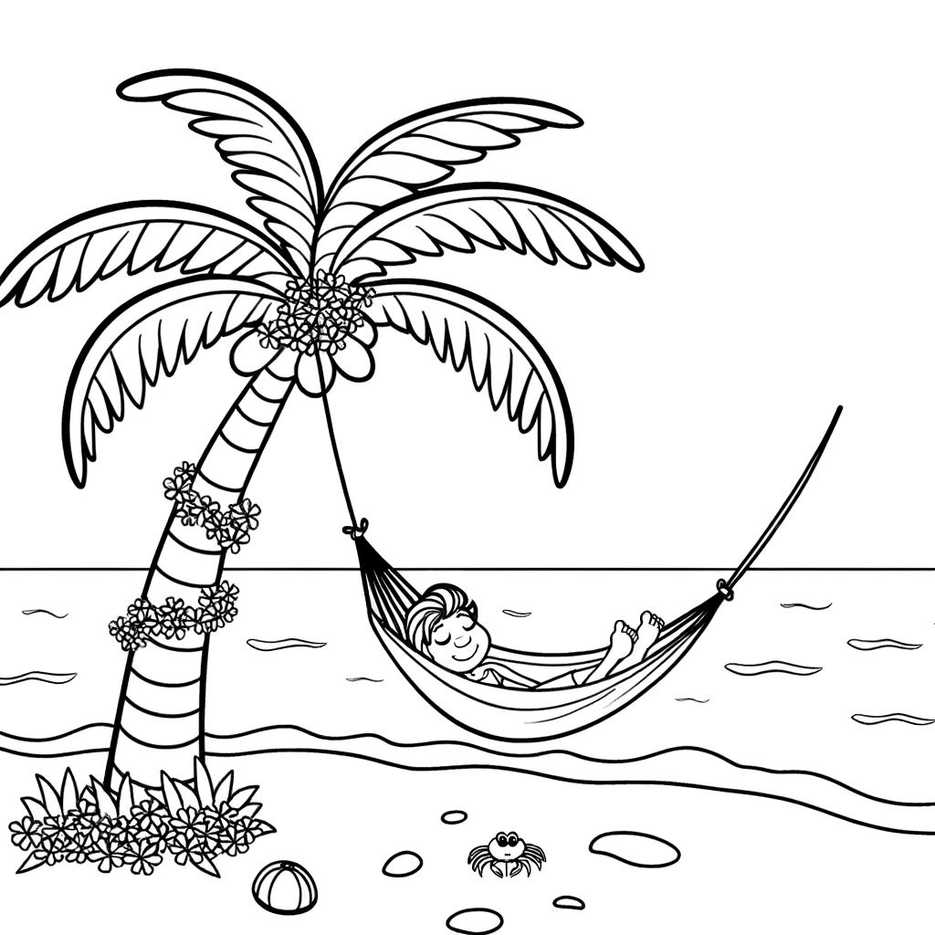 Coloriage Palmier Chargé de Noix de Coco gratuit à imprimer