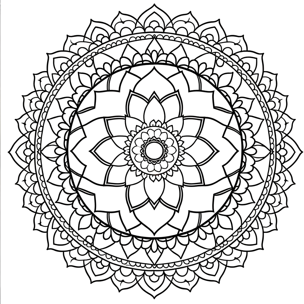Coloriage Mandala Étoile Rayonnante gratuit à imprimer