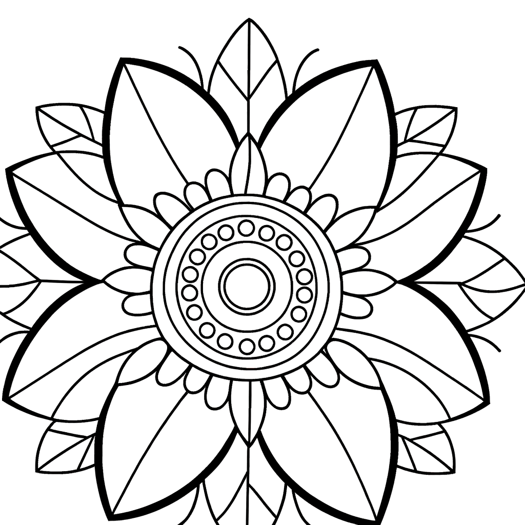 Coloriage Mandala Fleur Simple gratuit à imprimer