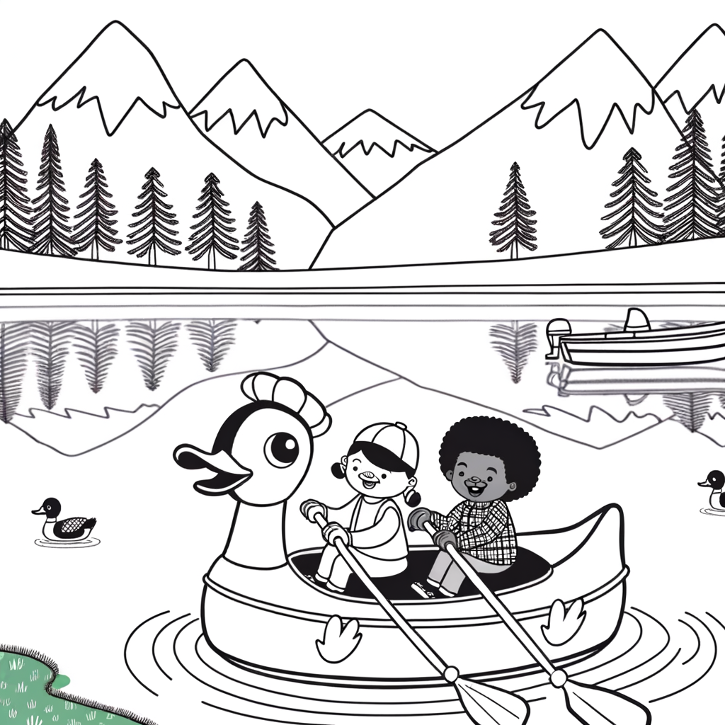 Coloriage Pédalo sur le Lac gratuit à imprimer