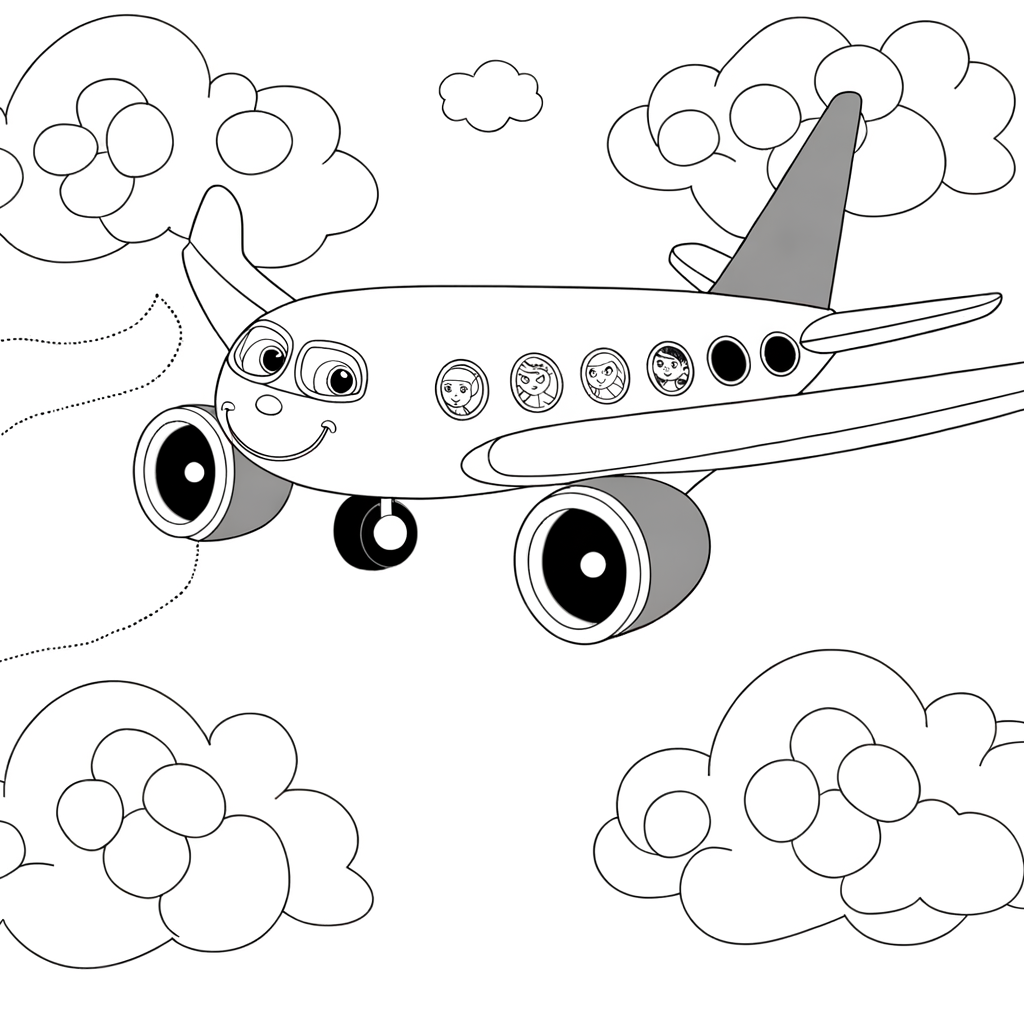 Coloriage Coloriage Avion de Ligne gratuit à imprimer