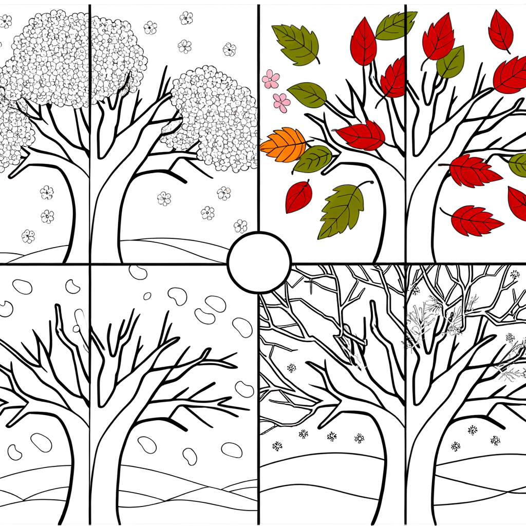 Coloriage Coloriage Arbre des Quatre Saisons gratuit à imprimer