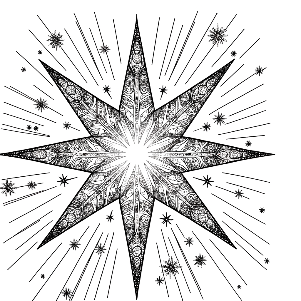Coloriage Étoile de Noël Brillante gratuit à imprimer