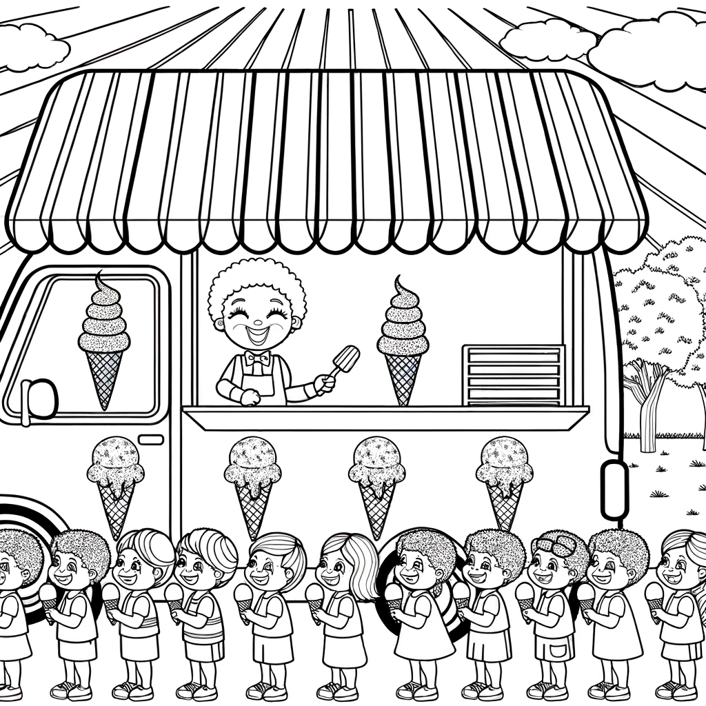Coloriage Crème Glacée au Stand gratuit à imprimer