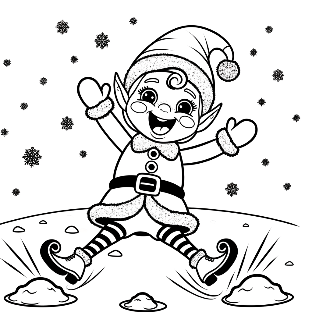 Coloriage Lutin dans la Neige gratuit à imprimer
