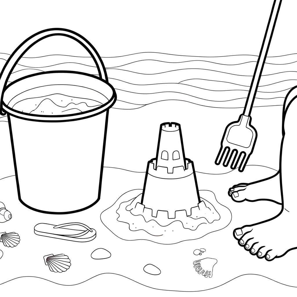 Coloriage Seau et Pelle de Plage gratuit à imprimer