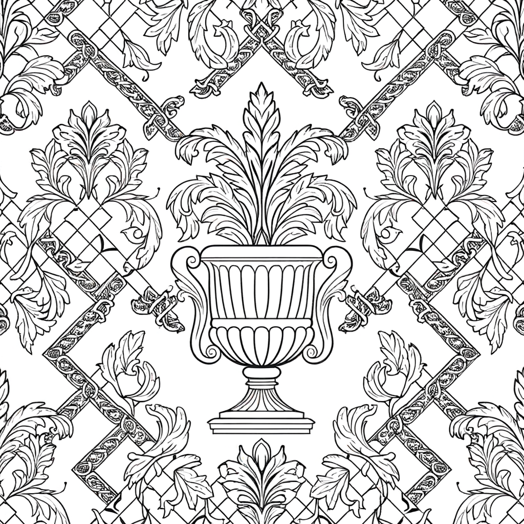 Coloriage Motif Damassé Répété gratuit à imprimer