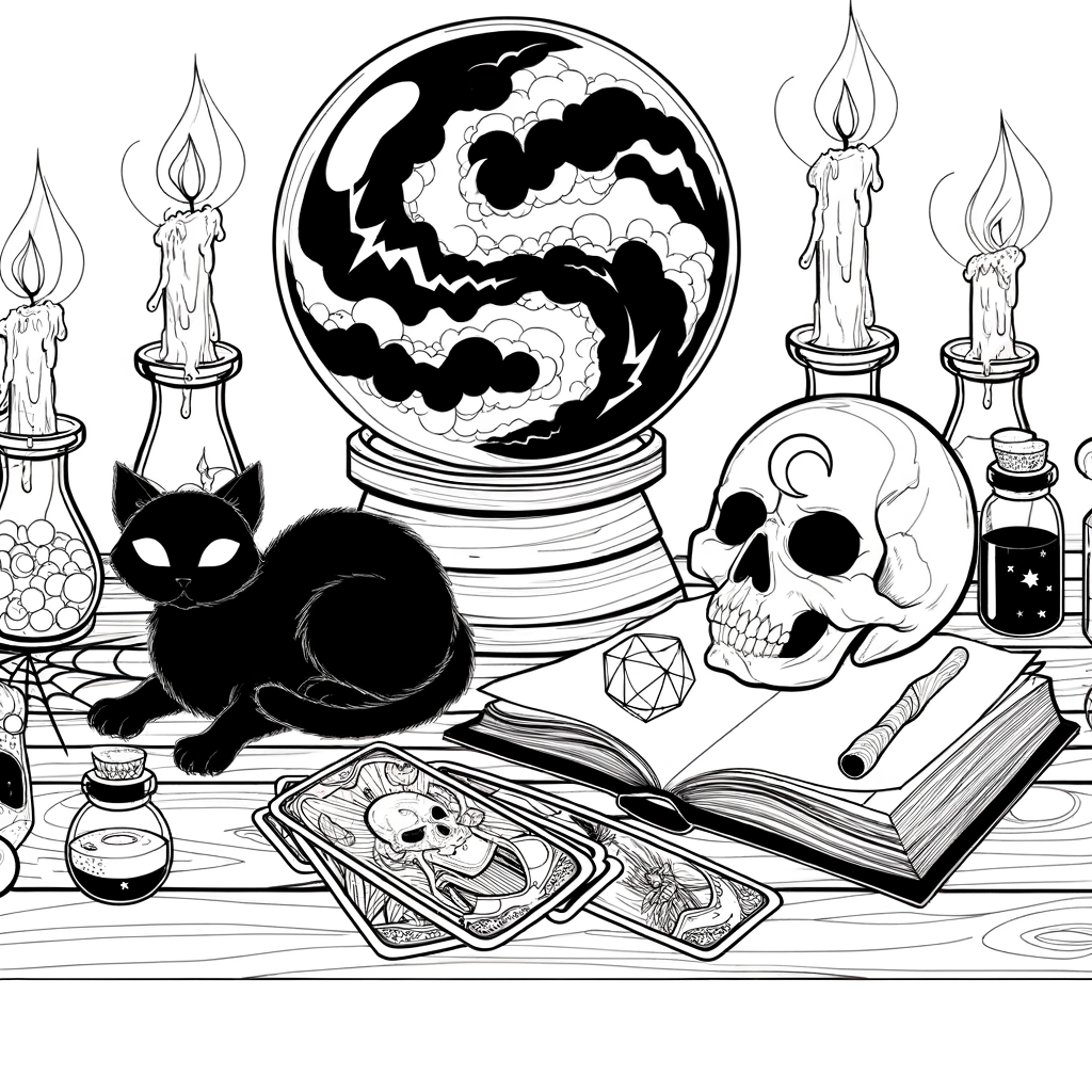 Coloriage Magie et Mystère Halloween gratuit à imprimer