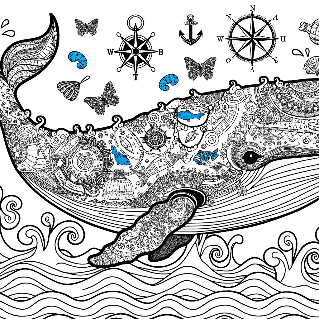 Coloriage Coloriage Baleine Ornée gratuit à imprimer